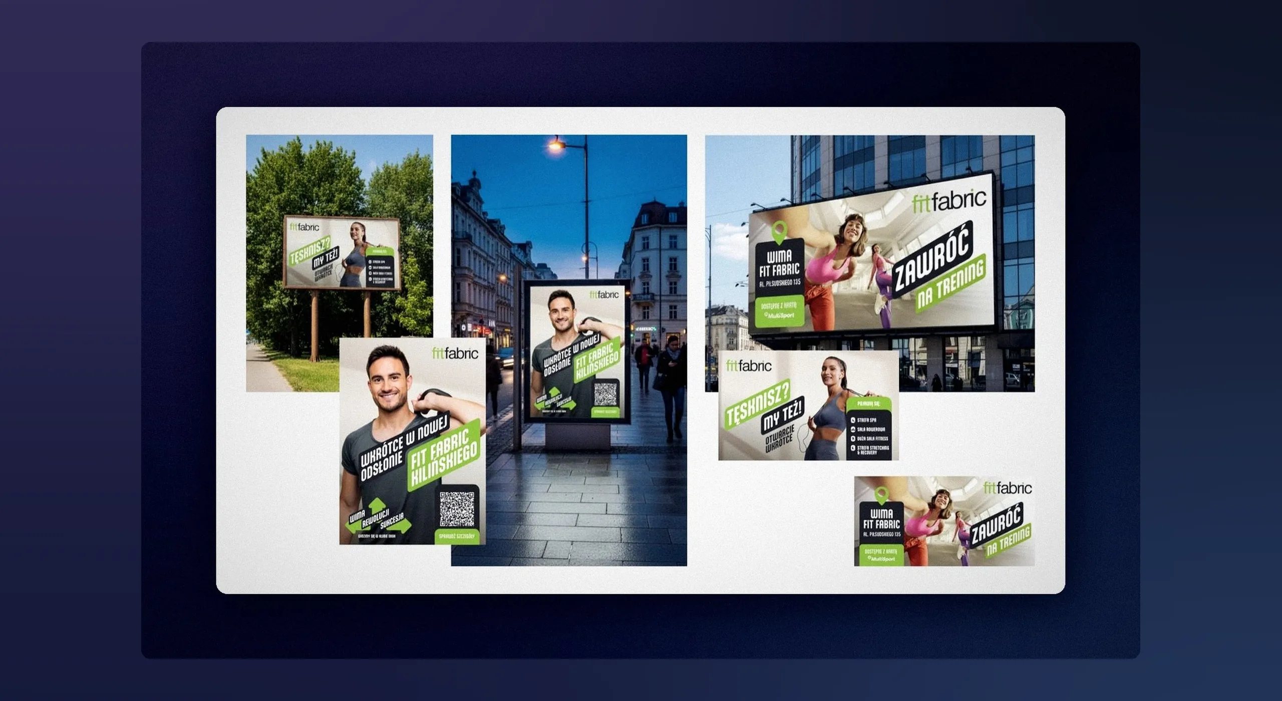 Nośniki kampanii otwarcia FitFabric: billboardy, citylighty i plakaty